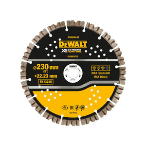 DEWALT EXTREME XR Gy&eacute;m&aacute;nt v&aacute;g&oacute;korong betonhoz 230 x 22,2 mm szegment&aacute;lt